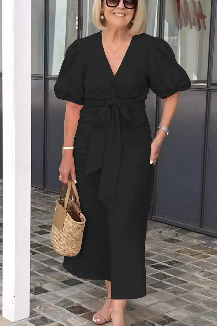 LYNORA | ELEGANTE MIDI JURK MET V-HALS
