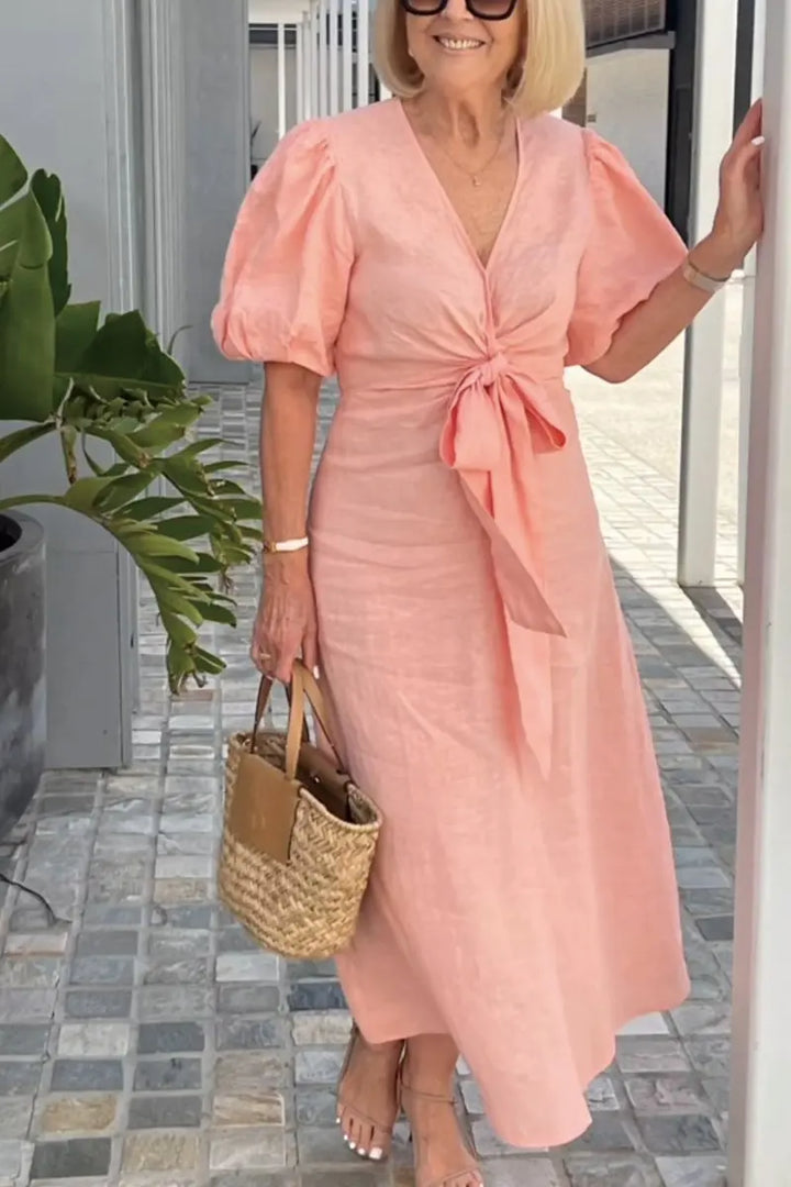 LYNORA | ELEGANTE MIDI JURK MET V-HALS
