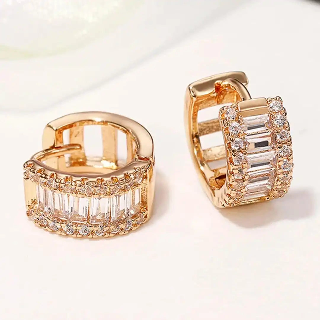 Mini Baguette Zirconia Hoops Oorbellen