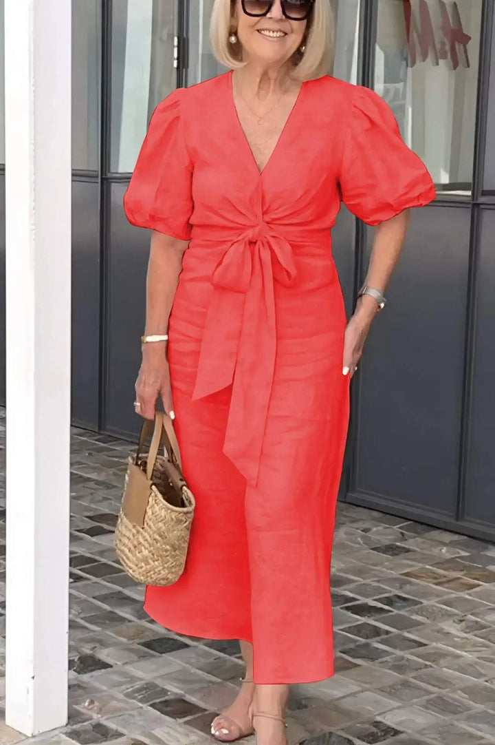 LYNORA | ELEGANTE MIDI JURK MET V-HALS
