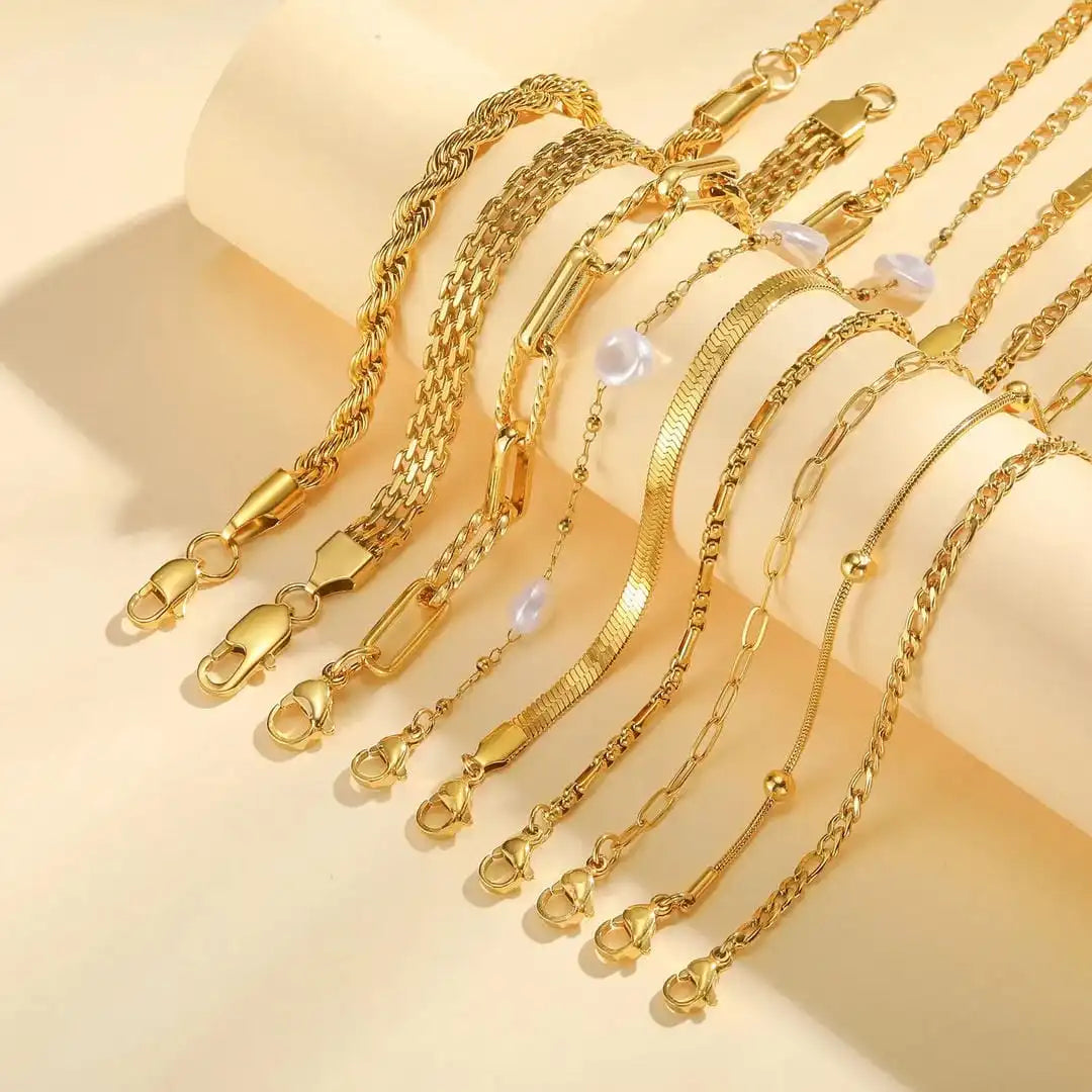 Stapelige Armband Gouden Parel Set