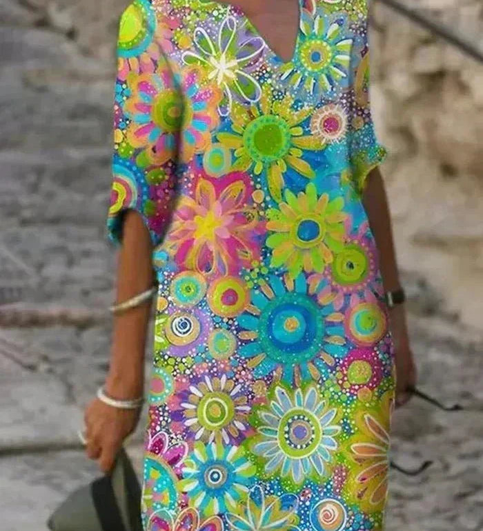 Nienke | Midi Bloemenjurk Stralend
