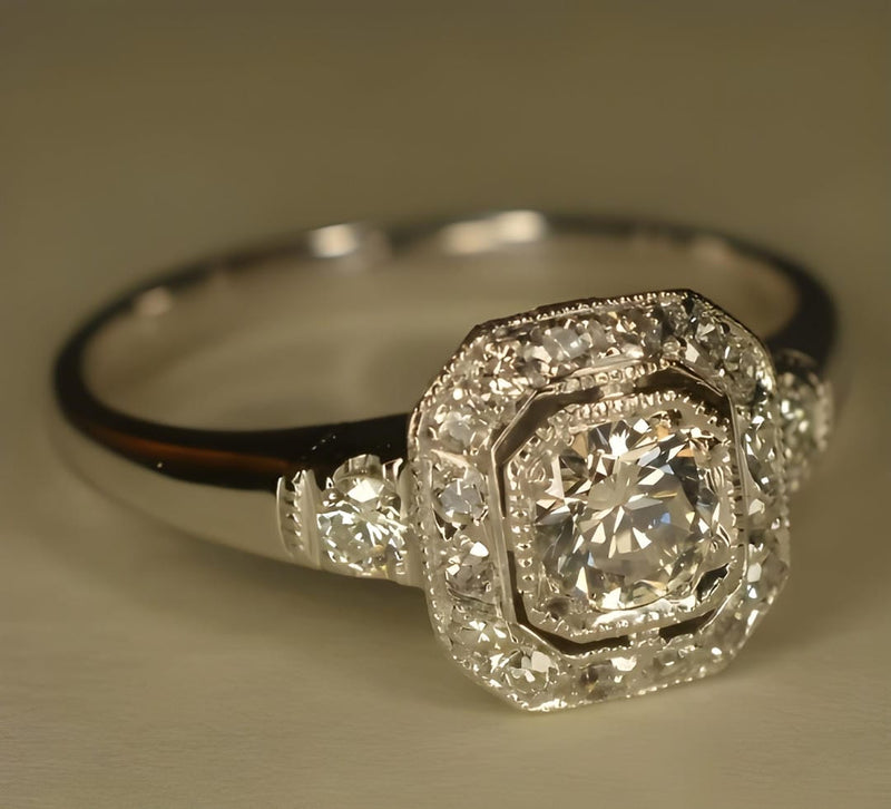Vintage Kristallijnen Zilveren Ring
