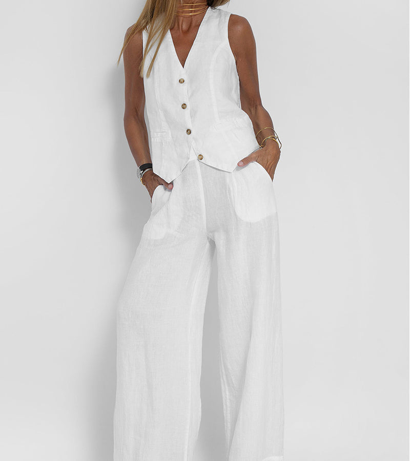 Aira - Ensemble Gilet Met Knopen & Brede Broek