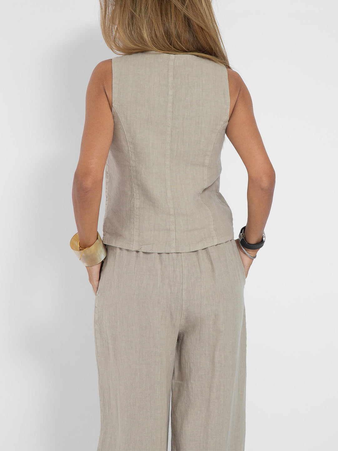 Aira - Ensemble Gilet Met Knopen & Brede Broek