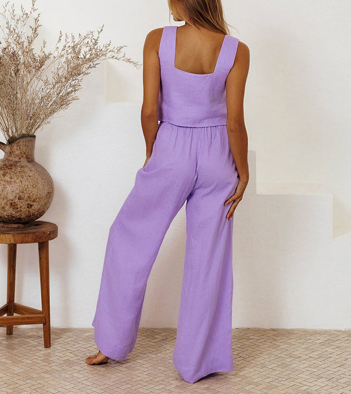 Megan - Minimalistische Top en Uitlopende Broek