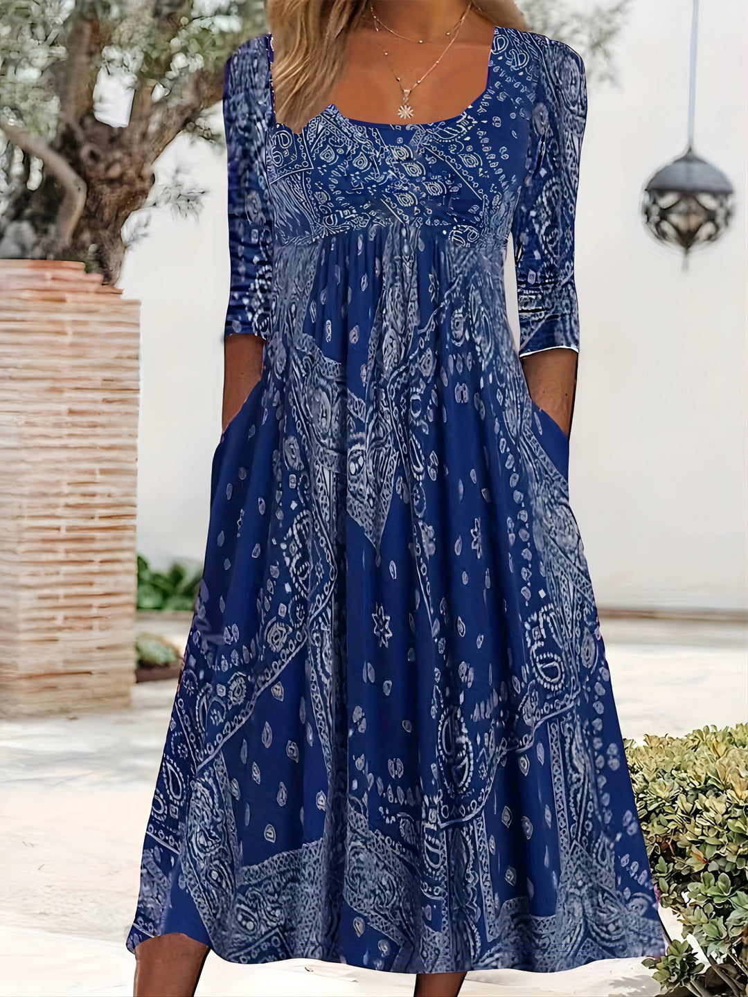 ELOWEN | MIDI JURK MET LANGE MOUWEN CASUAL
