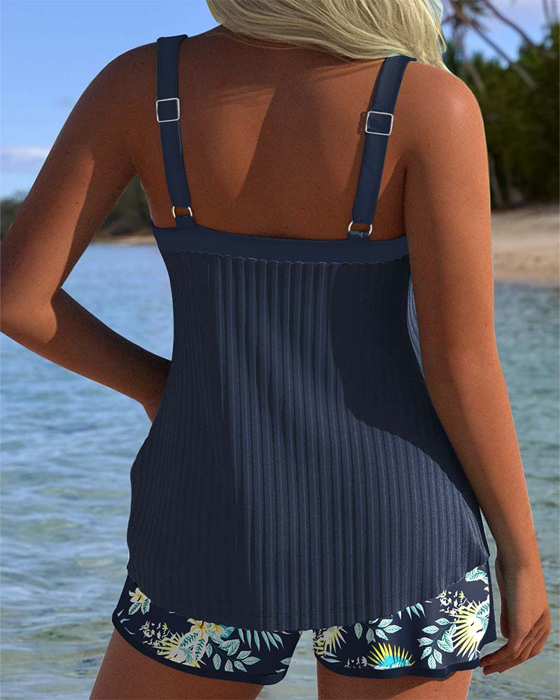 Laluna® | Gestreepte Tankini met Strandshort Twee Delen