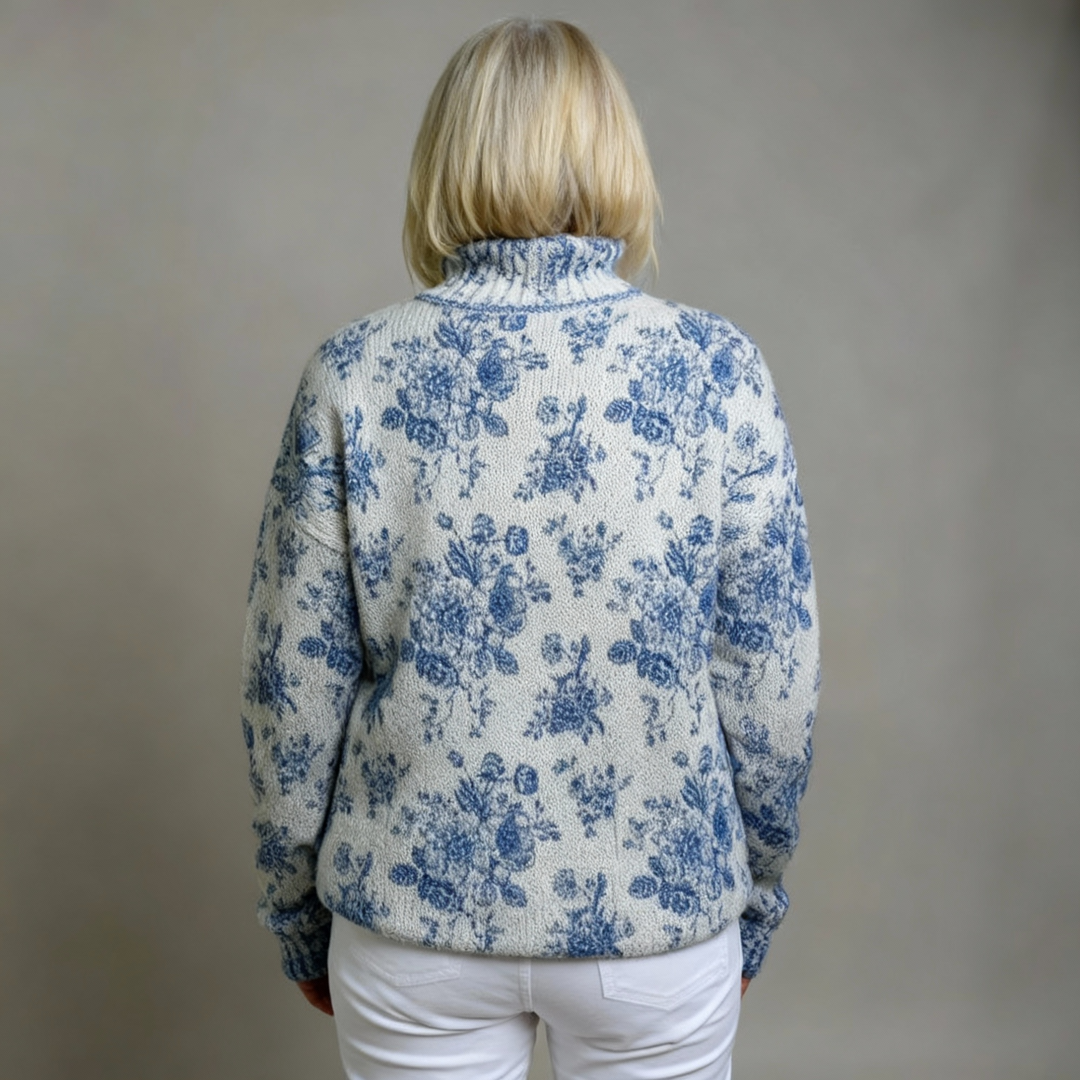 MAISIE | BLAUWE BLOSSOM BREI TURLENEK TRUI