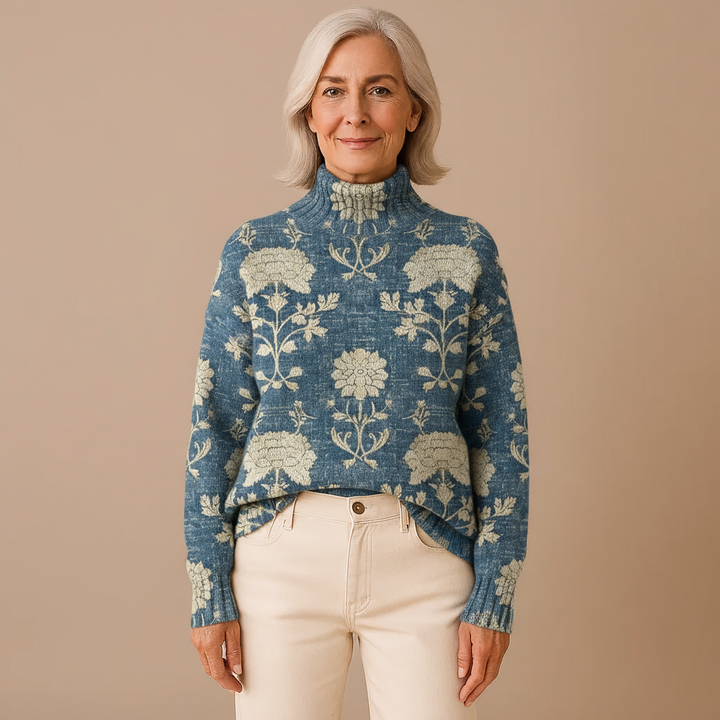 GEORGIA | TIMELOZE FLORAL KNIT TURTLENECK TRUI