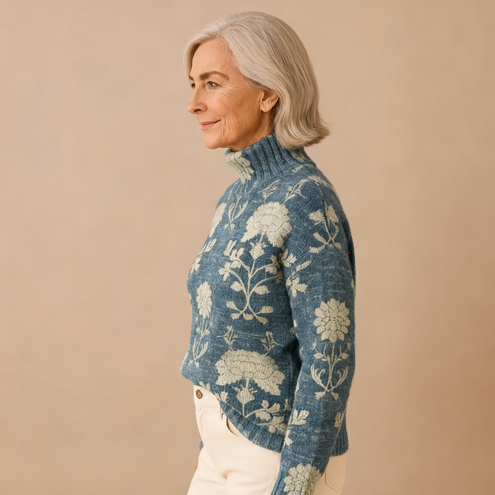 GEORGIA | TIMELOZE FLORAL KNIT TURTLENECK TRUI