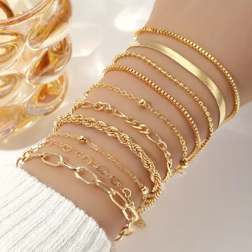 Stapelige Armband Gouden Parel Set
