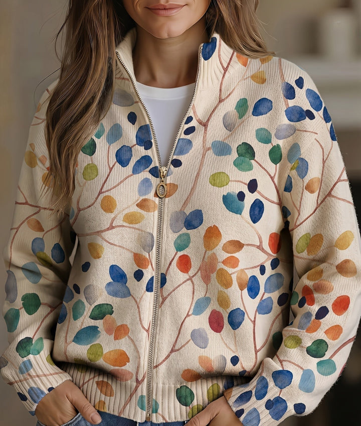 Mirella™ | Cardigan met botanische bladerenprint