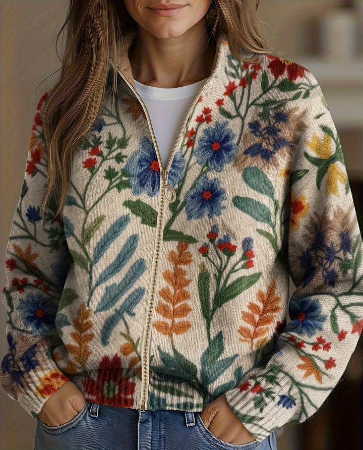 Renata™ | Cardigan Zip Floreale Giardino Botanico