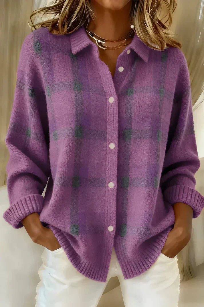 Denise - Cosy Checked Cardigan